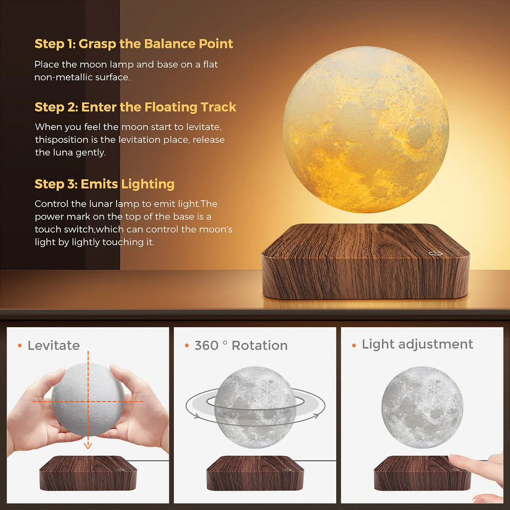 Magnetic Floating Moon Lamp with LED Light